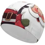Badekappe für Herren und Damen, Badekappen für langes Haar, Bequeme Badekappe, Weihnachtsmann, elastische Badekappe, rutschfeste Schwimmmütze, Bademütze für Erwachsene