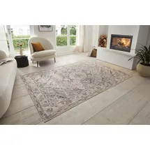 HANSE HOME Sand Vintage Teppich – Orientalischer Kurzflor Wohnzimmerteppich Weicher Orient-Teppich Läufer für Schlafzimmer, Esszimmer, Wohnzimmer, Flur, Küche – Creme Grau, 160x235cm