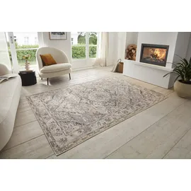 HANSE HOME Sand Vintage Teppich – Orientalischer Kurzflor Wohnzimmerteppich Weicher Orient-Teppich Läufer für Schlafzimmer, Esszimmer, Wohnzimmer, Flur, Küche – Creme Grau, 160x235cm