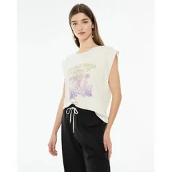 SYSTEM ACTION für Damen. V25CT423 Ärmelloses T-Shirt mit weißem Schlangenmuster in Ecru (M), Lässig, Kurzarm, Bio-Baumwolle, Nachhaltig