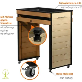 Dobar Hochbeet Wheely 77 x 47 x 88 cm Braun