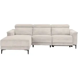 OTTO home Ecksofa OTTO HOME "LUND Cord, L-Form, 261 cm, man. o. elektr. Relaxfunktion (mit USB-A)", beige (creme), B:261cm H:97cm T:179cm, 100% Polyester, Sofas, Ecksofa, USB-C bei elektrischer Variante und Kopfteilverstellung