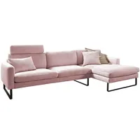 KAWOLA Sofa RICARDA Ecksofa Cord rosa Recamiere rechts - Rosa