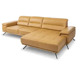 ComfortPlan Ecksofa Boston Leder Kurkuma