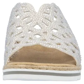 Rieker Damen Pantolette breiter Riemen mit Strass schmale Weite V0689, Größe:41 EU, Farbe:Beige - Beige - 41