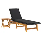 vidaXL Sonnenliege mit Tisch Poly Rattan und Massivholz Akazie