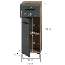 xonox.home Standschrank Ice 30 x 80 x 30 cm Schwarz/Braun