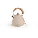 CREATE/KETTLE RETRO L/Elektrischer Wasserkocher Sand/Schnelles Aufkochen, Fassungsvermögen 1,7L, Abschaltautomatik, Anti-Kalk-Filter, Wasserstandsanzeige, Ø19cm, 2200W