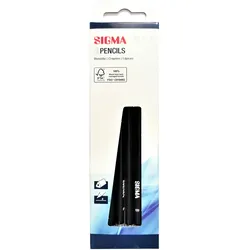 SIGMA Bleistift mit Radiergummi, HB Mine, Kunststoff, schwarz, 4 Stück