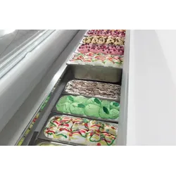 Nordcap COOL-LINE Speiseeisvitrine ISETTA 6 TP STD, statische Kühlung, eckige Verglasung, gekühltes Reservefach