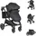 Moni Kinderwagen 2 in 1 Tokyo 22 kg umbaubar Wickeltasche Stoßdämpfer klappbar schwarz