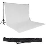 Tectake tectake® Fotohintergrund-Set, 6 x 3 m, mit 2 Teleskopständern aus Aluminium, inklusive Tragetasche