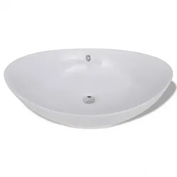 Keramik Waschbecken Keramikspülen Überlauf Oval | vidaXL : Farbe - Weiss