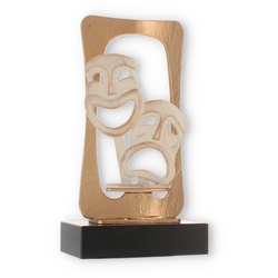 Pokal Zamakfigur Frame Masken gold-weiß auf schwarzem Holzsockel 23,5cm