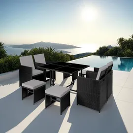 Tectake Bilbao Set 9-tlg. schwarz/grau