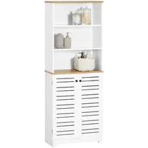 SoBuy Badezimmerschrank mit 3 Fächern und 2 Türen MDF Weiß,