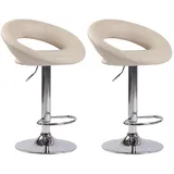 CLP 2er Set Barhocker Olinda Kunstleder I Thekenhocker Höhenverstellbar I Barstühle Mit Fußstütze I Tresenstühle Mit Trompetenfuß Metall