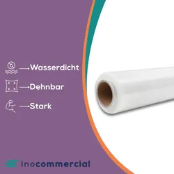 Inoverse Stretchfolie Transparent Wickelfolie, 2.5kg, 1 Rolle, Für Möbel & Umzug, Palettenfolie, Handstretchfolie