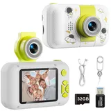 arnssien Kinderkamera Spielzeug für 3 4 5 6 7 8 9 10 11 12 Jahre alte Mädchen/Jungen, Digitalkamera Kinder, Weihnachten Geburtstagsgeschenke für Kinder, Video-Selfie-Kamera Kinder mit 32GB TF-Karte