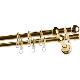 GARESA Gardinenstange Andrea grau (messingfarben), L:260cm Ø:20mm, Metall, Gardinenstangen, Vorhanggarnitur, verlängerbar, Endknopf Kugel kurz, mit Ringen