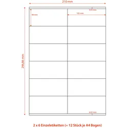 VEPATIM 1200x Etiketten Labels selbstklebend weiß 105 x 48mm auf DIN A4