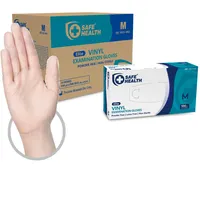 Safe Health Medizinische Vinylhandschuhe Einmalhandschuhe M Durchsichtig 1000 stück, Vinyl Sterile Handschuhe Reißfest Pulverfrei Latexfrei Schutzhandschuhe für Küche, Lebensmittel (Größe M,10x100)