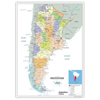 Argentinien Politische Karte – Papier laminiert [GA] A1 Size 59.4 x 84.1 cm