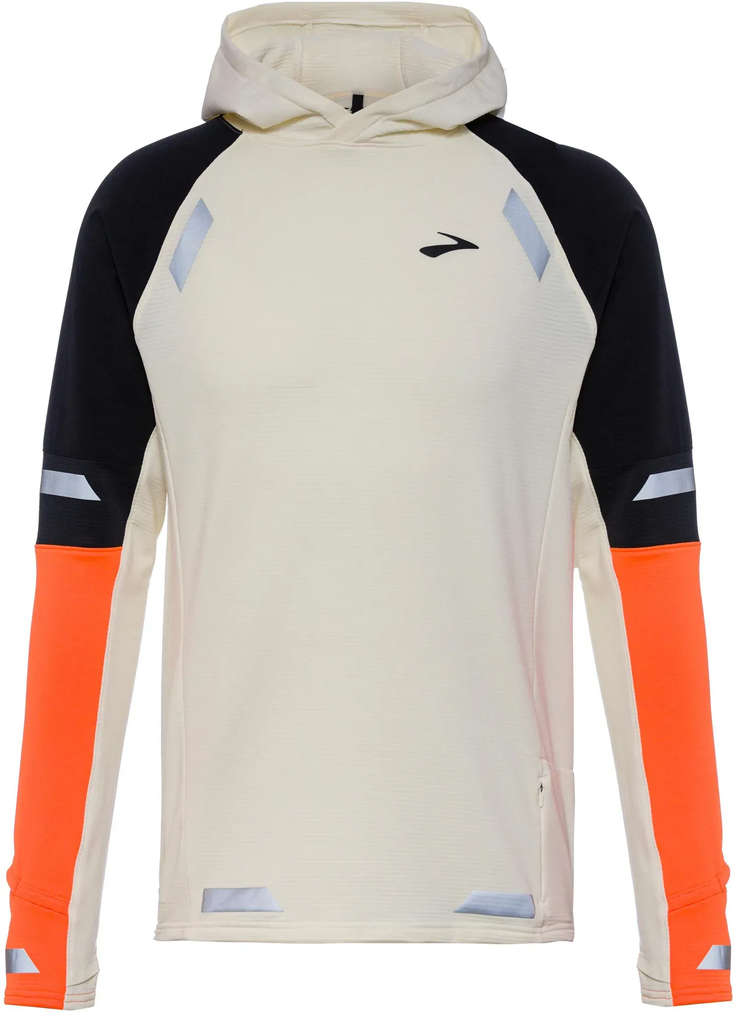 Brooks Run Visible Notch Thermal Laufhoodie Herren in ecru-fluoro flash-black, Größe XXL - weiß