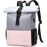 YTL Rolltop Rucksack Damen & Herren,Leichte Rucksäck Wasserdichte Tasche Radfahrenrucksack Reiserucksack Schultasche Teenager Backpack Women Viel Fächer mit 15,6" Laptopfach