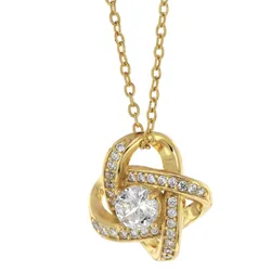trendor 75856 Damen-Halskette Gold auf Silber Anhänger Knoten mit Zirkonias