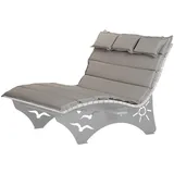 XXL Auflage mit 3x Kopfkissen für Waldsofa Traumliege Sonnenliege Relaxliege Gartenliege Himmelsliege Wellnessliege Saunaliege (Hellgrau, XXL Auflage)