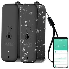 Luminea Home Control 2er-Set WLAN-Außen- und Innen-Temperatur- und Luftfeuchtigkeitssensor