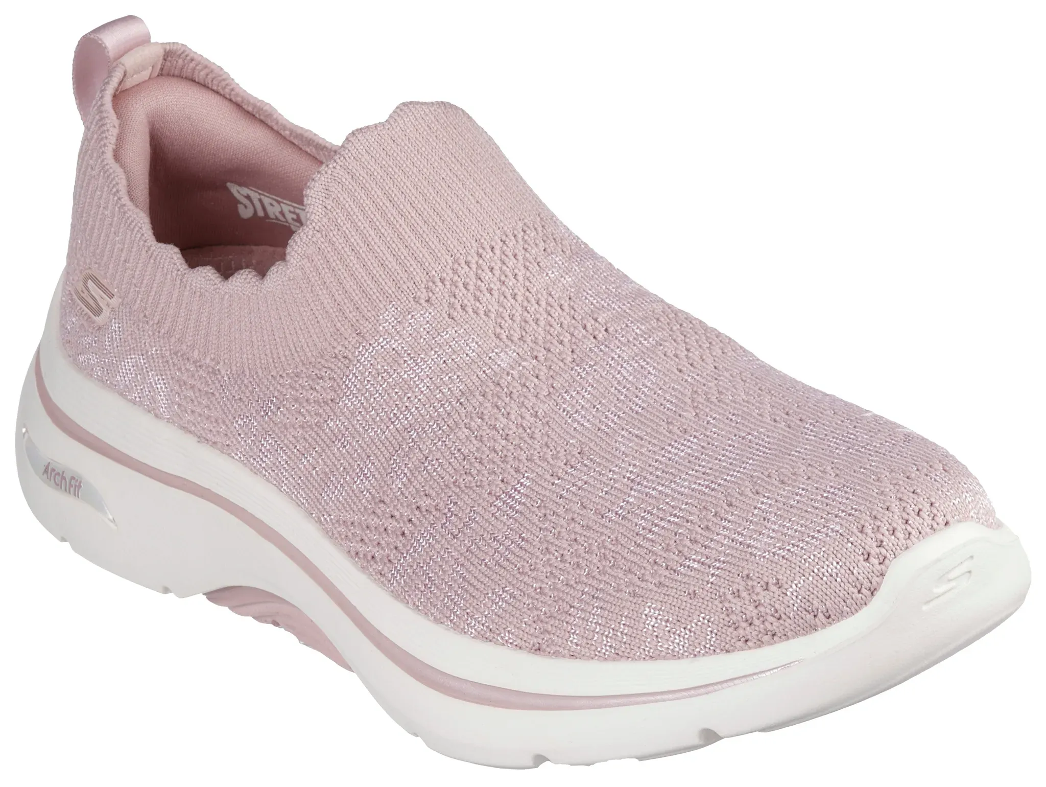 Slip-On Sneaker SKECHERS "GO WALK ARCH FIT 2.0-ROSA LINDA", Damen, Gr. 38, lila (mauve), Textil, casual, Schuhe, Trainingsschuh, Schnürschuh mit rückfederndem Ultra Go
