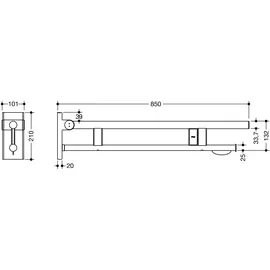 Hewi System 900 mobiler Stützklappgriff Wandstützgriff Ausladung 850 mm schwarz matt