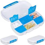 Relaxdays Tablettendose 3er Set, 6 Fächer