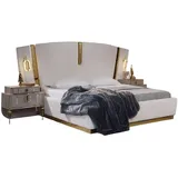 Xlmoebel Schlafzimmer-Set 3-teiliges Luxus-Set in Weiß für das Schlafzimmer mit Doppelbett, (Set 3tlg Schlafzimmer (Bett + 2xNachttische), Hergestellt in Europa weiß