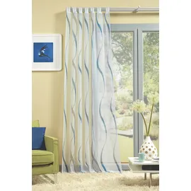 HOME WOHNIDEEN Vorhang HOME WOHNIDEEN "SCHLAUFENSCHAL" Gr. 1, blau, B:140cm H:245cm, Voile, Polyester, Gardinen, Schlaufenschal bedruckt