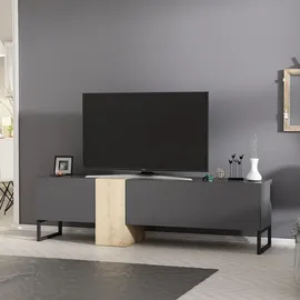 moebel17 TV-Lowboard 9161 157x45x37 cm Anthrazit/Beige Metall/Melamin/Holzwerkstoff