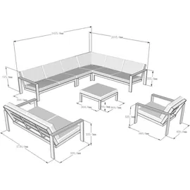 Home Deluxe RIO XXL Set 7-tlg. Grau/Schwarz