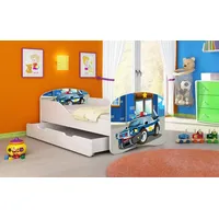 Luxusbetten24 Kinderbett Luna mit Stauraum und verschiedenen Motiven 140x70 Police