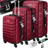 KESSER KESSER® 3tlg. Hartschalenkofferset Hartschalenkoffer Reisekoffer Set Reisekofferset Trolley Koffer Inkl. Kofferwaage + Gepäckanhänger Rollkoffer Schloss 4 Rollen ABS-Hartschale Teleskopgriff M-L-XL