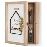 mumisuto Schlüsselhalter,Schlüsselbrett Holz mit Ablage,Wand Schlüsselboard mit 6 Haken,Wandmontage Schlüsselaufhänger Rustic Schlüsselablage für Eingang,Mudroom,Flur,Schlafzimmer, Wohnzimmer
