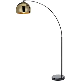 Teamson Home Arquer Gewölbt Gebogen LED-Stehlampe mit Glockenschirm und Marmorsockel, Moderne Beleuchtung in Gold für Wohnzimmer, Schlafzimmer oder Esszimmer, 11,81 x 43,30 x 66,93 cm