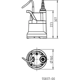 Jung Schmutzwasserpumpe Simer 6 OD6601G-06 230 V, 10 m mit Schuko Stecker