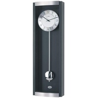 AMS Funk-Pendeluhr Wanduhr Funk Pendel Holzgehäuse schwarz mit Aluminium kombiniert