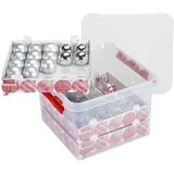 sunware perfectly organised SUNWARE Q-Line Weihnachtsbox 26 Liter + Einsatz für 75 Weihnachtskugeln - transparent/red