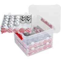 sunware perfectly organised SUNWARE Q-Line Weihnachtsbox 26 Liter + Einsatz für 75 Weihnachtskugeln - transparent/red