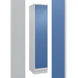 C+P Spind Classic PLUS, Sockel, 1 Abteil, HxBxT 195x40x50cm, Zylinderschloss, Hellgrau/Fernblau von PROREGAL