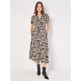 Apricot Midikleid Zebramuster Schwarz 36
