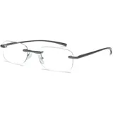 Lanomi Rahmenlose Lesebrille Damen Herren Blaulichtfilter Rechteckig Lesehilfe Ultraleicht Randlose Anti Blaulicht Computer Brille 1.0 1.5 2.0 2.5 3.0 3.5 4.0 Grau 1.5 - L